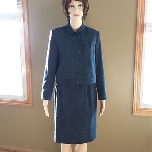 Norton McNaughton #231 Women's Set Blazer and Skirt Sz 6 P Preowned Blue Lined